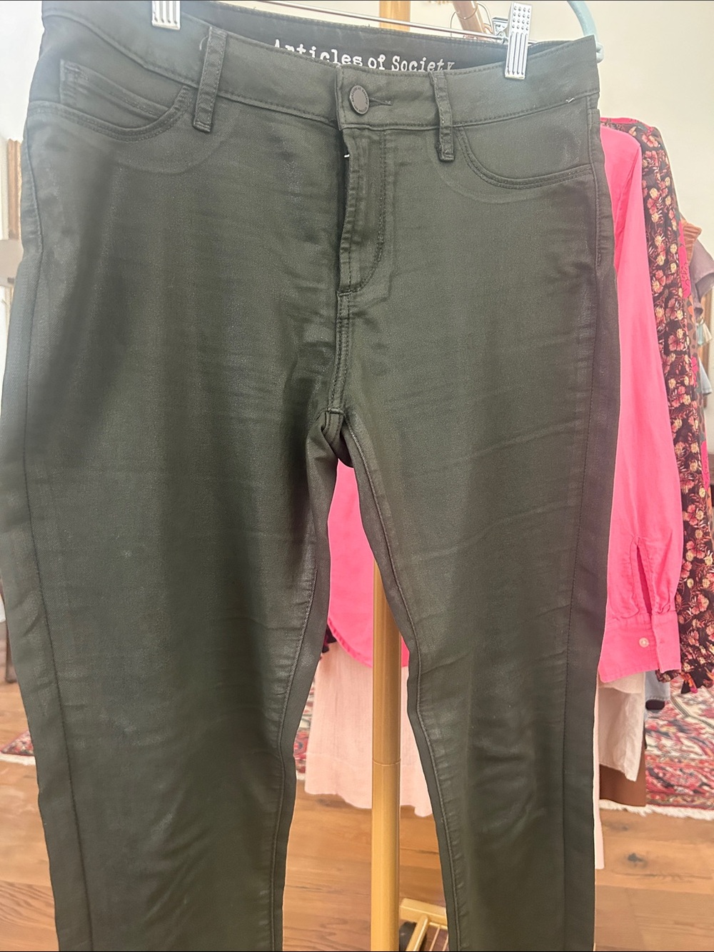 Articles Of Society dark green  Coated Skinny Jeans